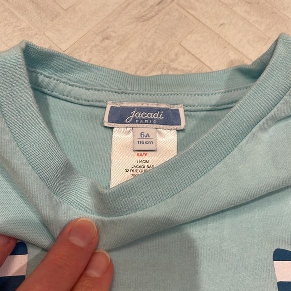 Jacadi soft light blue lobster print tee shirt, size 6 - Picture 2 of 4